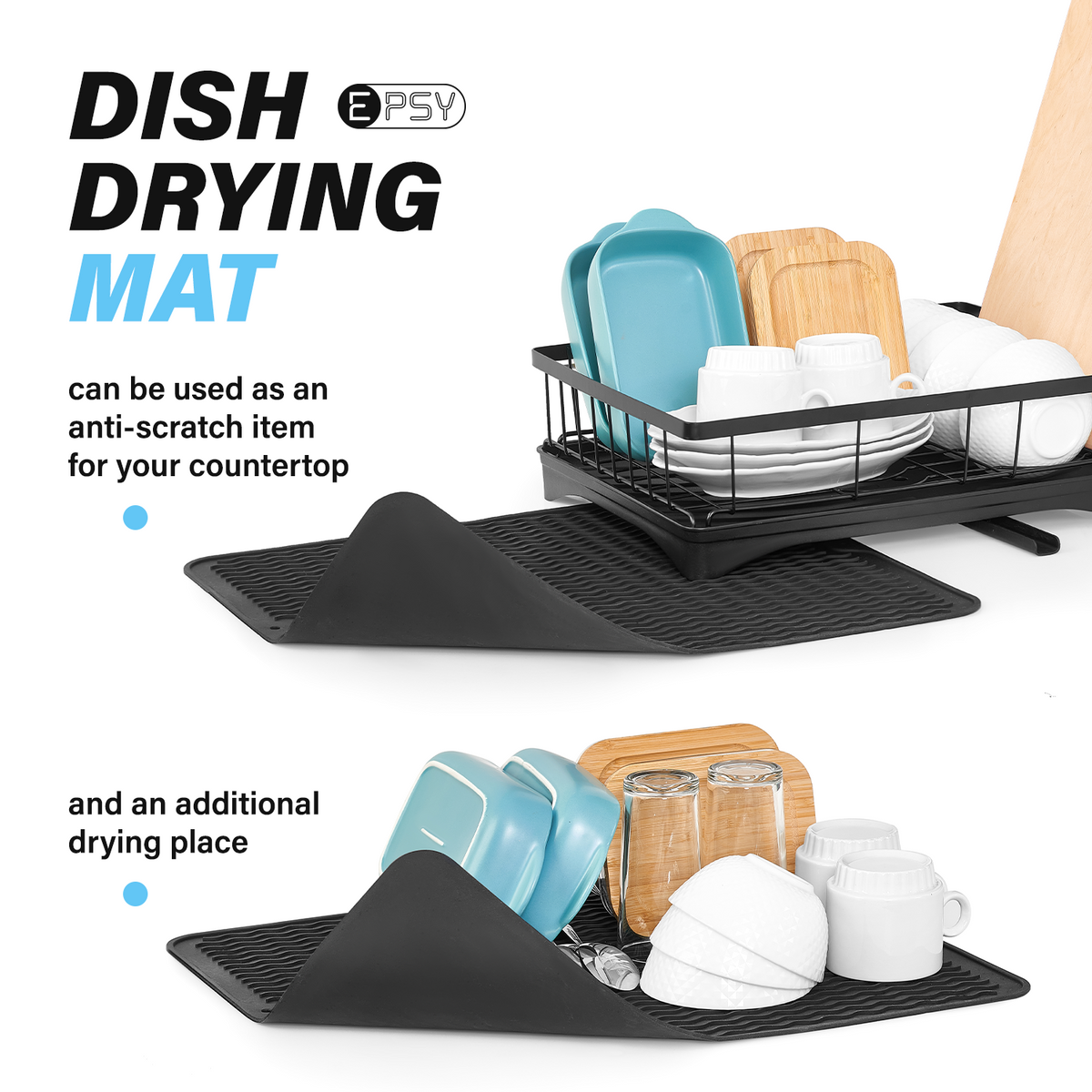 Large Dish Drying Rack Drainboard Set, 2 Tier Stainless Steel Dish
