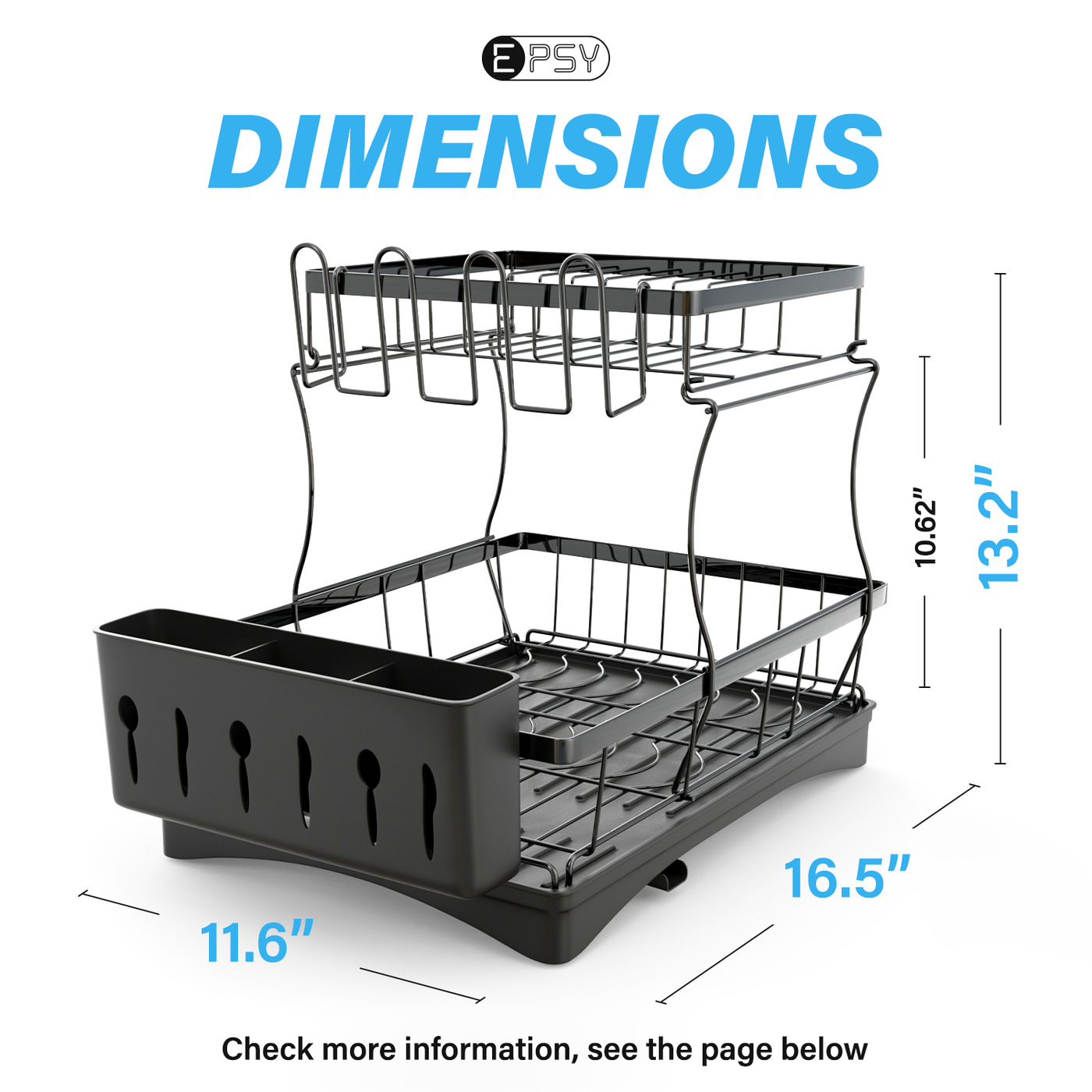 Eesyy Dish Drying Rack Dish Drainer Over Sink, 2-Tier Large Capacity Dish  Rack, Sink Organize Stand Shelf with Utensil Holder Hooks, Kitchen Dish  Washer Countertop Supplies Storage – Eesyy